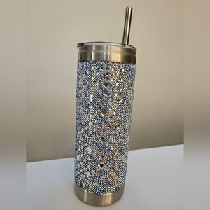 Jacqueline Kent Rhinestone Bling Tumbler with Straw & Bag
